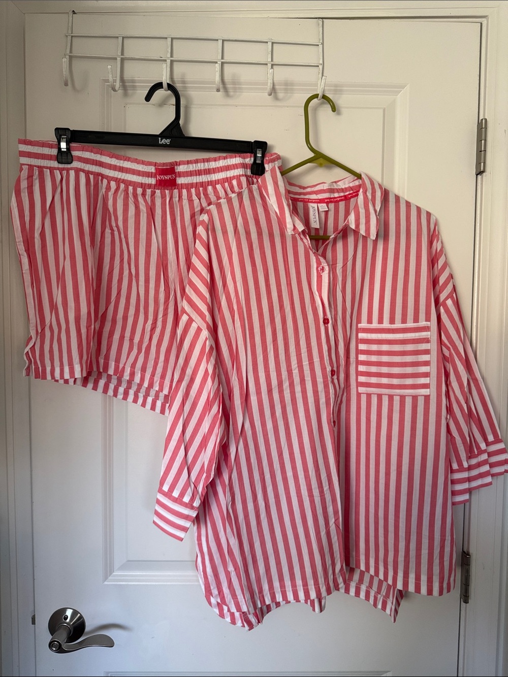 Women’s Pink & White Striped Pajama Set